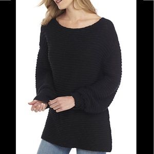 Free People Menace Solid Tunic Sweater Black LG
